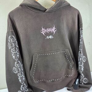Civil Regime Bloom Bankai Temptress Charcoal Rhinestone Hoodie NWT Sz L